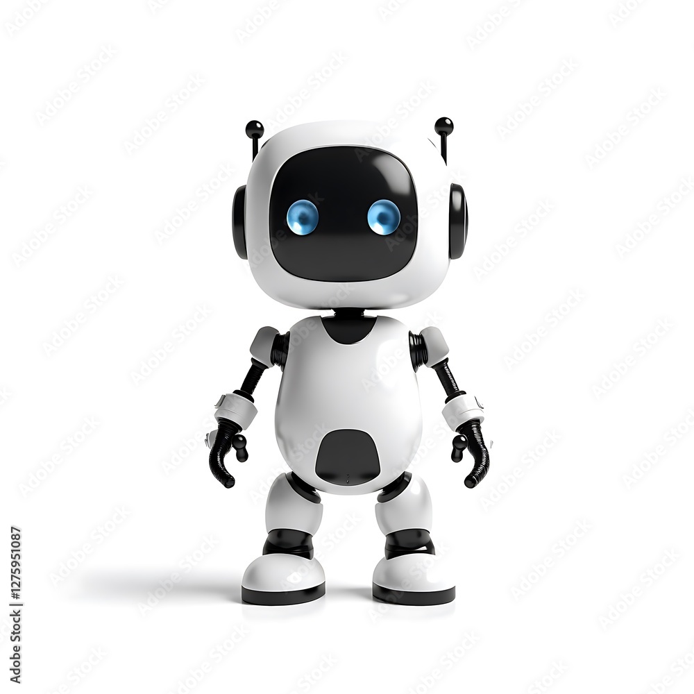 blue robot with blank board with white background blue robot with blank board with white background