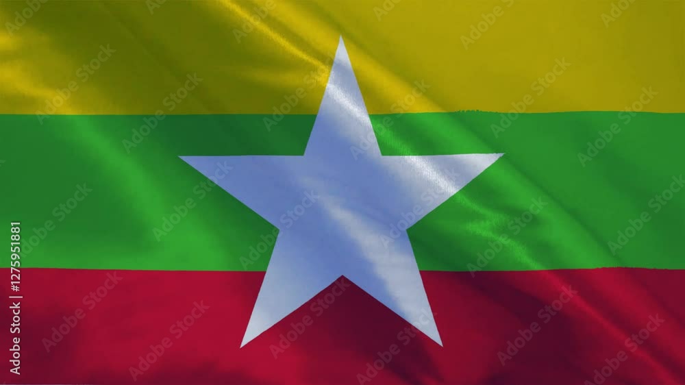 Myanmar National Waving Flag, Motion Animation of Myanmar National Flag. Myanmar National Waving Flag, Motion Animation of Myanmar National Flag.