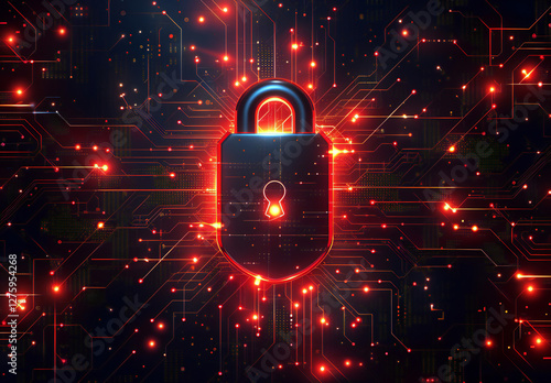 Digital Security Warning: Protect Your Personal Data from Cyber Threats with Vector Illustrations of Locks, Firewalls, and Secure Connections on a Flat White Background