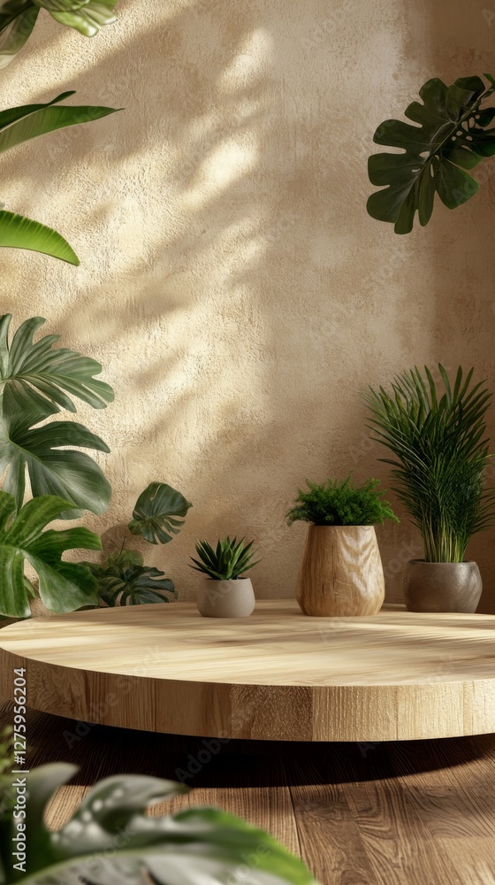 Wooden platform surrounded by plants Wooden platform surrounded by plants