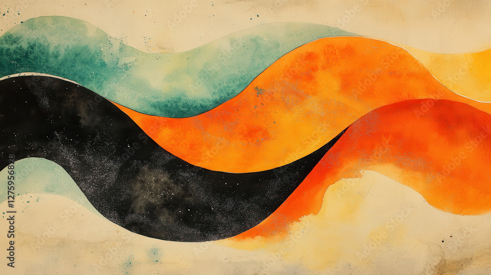 Abstract watercolor art with flowing lines and vibrant colors Abstract watercolor art with flowing lines and vibrant colors