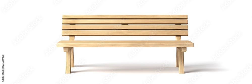 Simple wooden bench with a light finish isolated white background Simple wooden bench with a light finish isolated white background
