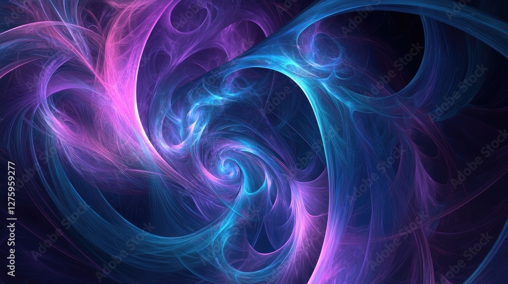 Obraz premium A fluid abstract background of swirling dark blues and purples, evoking mystery and depth, with hints of light catching the shapes.