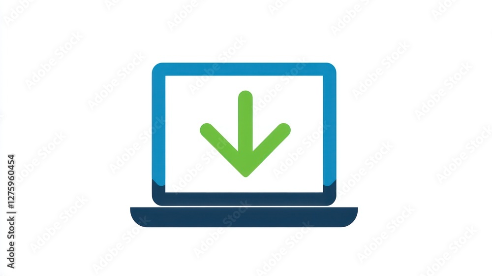 Download Icon: Green Arrow on Blue Laptop Download Icon: Green Arrow on Blue Laptop