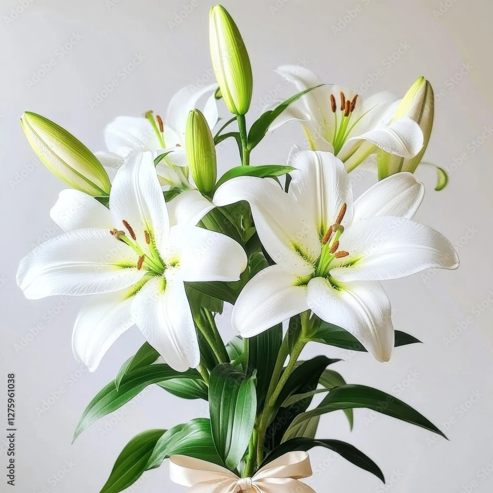Fototapeta premium Elegant White Lilies in Full Bloom Graceful and Serene