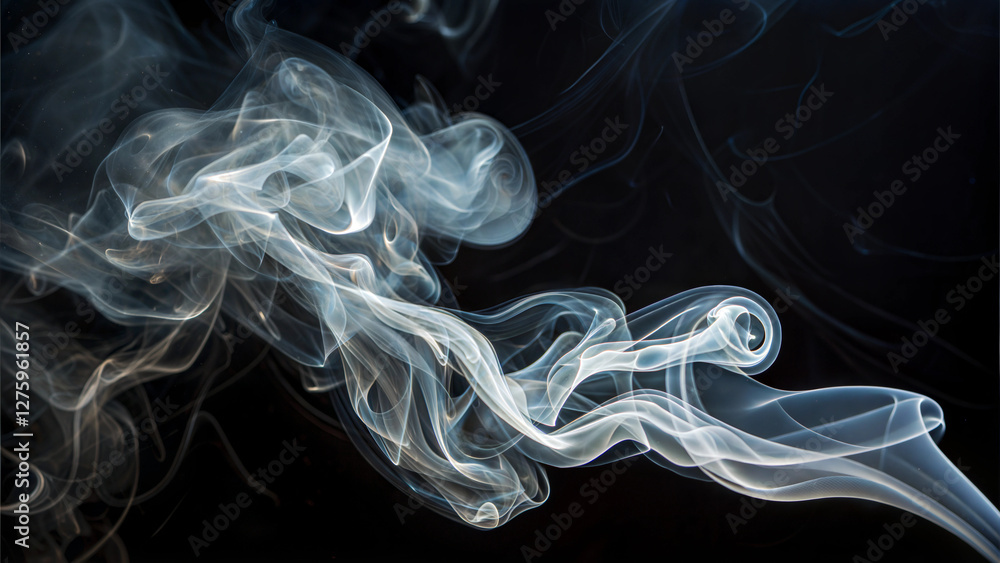 Elegant swirling smoke on a dark background, artistic abstract design Elegant swirling smoke on a dark background, artistic abstract design