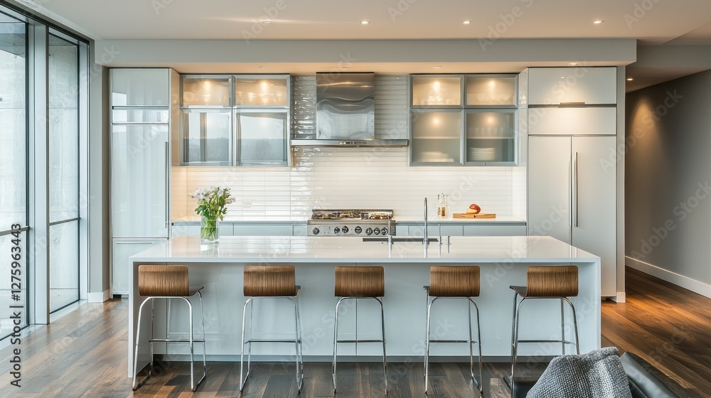 custom made wallpaper toronto digitalModern Luxury Kitchen Design: Sleek White and Stainless Steel Appliances