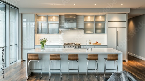 Wallpaper Mural Modern Luxury Kitchen Design: Sleek White and Stainless Steel Appliances Torontodigital.ca