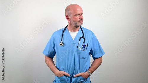 A doctor in a lab coat says YES and NO.