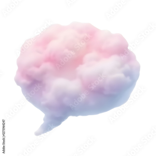 Pastel Pink and Purple Cloud Shaped Speech Bubble Dreamy Fluffy Text Box Digital Illustration