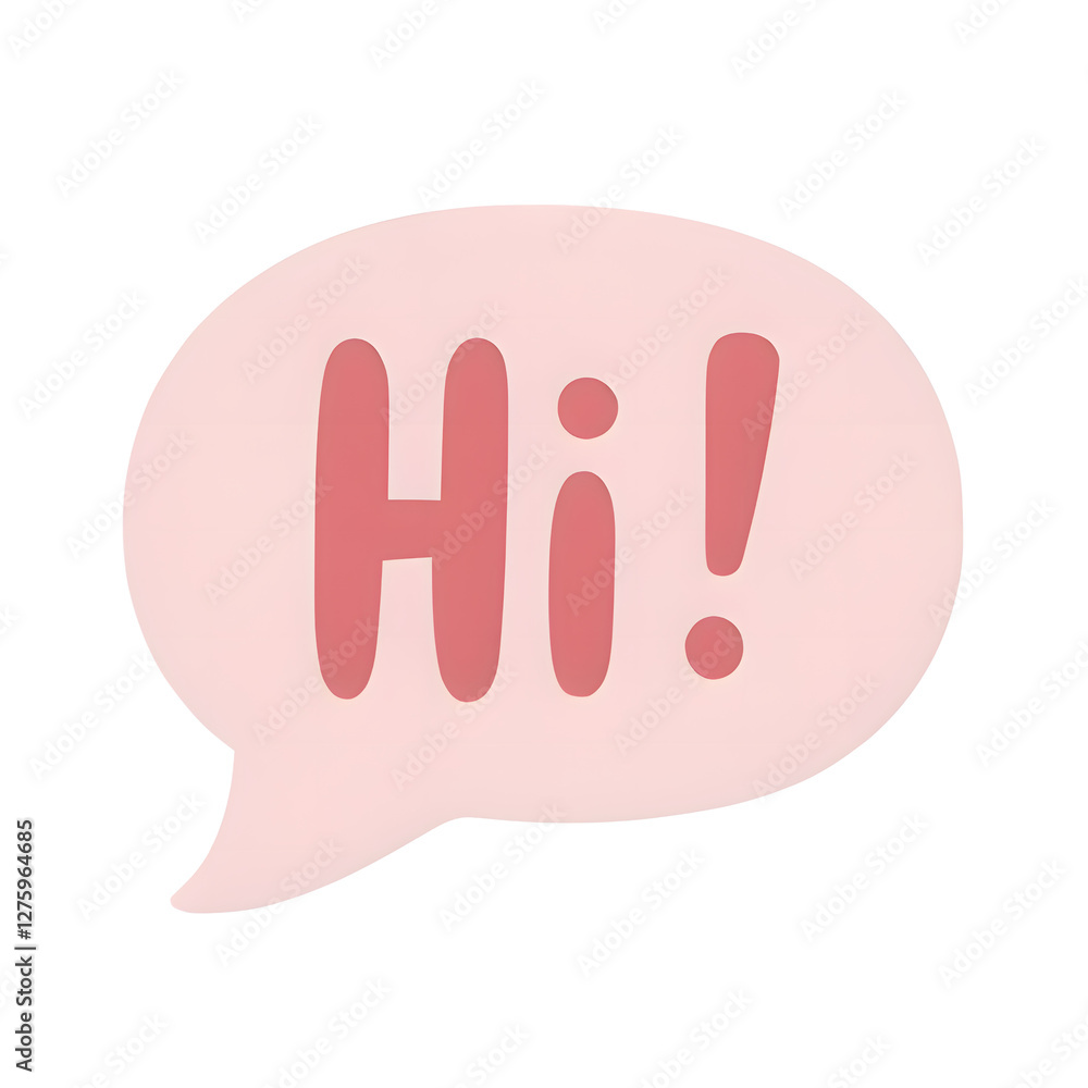 Pink Speech Bubble Saying Hi Cute Pastel Greeting Illustration Pink Speech Bubble Saying Hi Cute Pastel Greeting Illustration