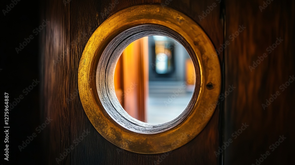 The inside view of a peephole from within a house The inside view of a peephole from within a house