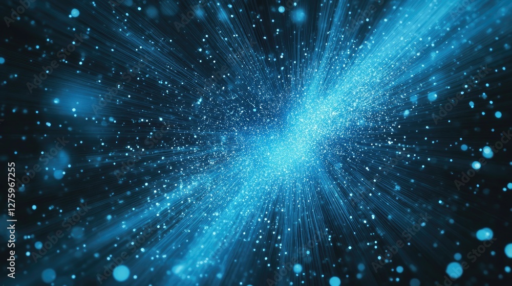 Obraz premium A shimmering electric blue light effect creating depth and movement in a sci-fi setting.