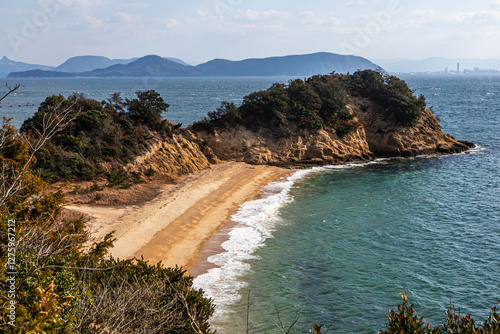 view of the coast of the sea, in Naoshima, Japan's Art Island