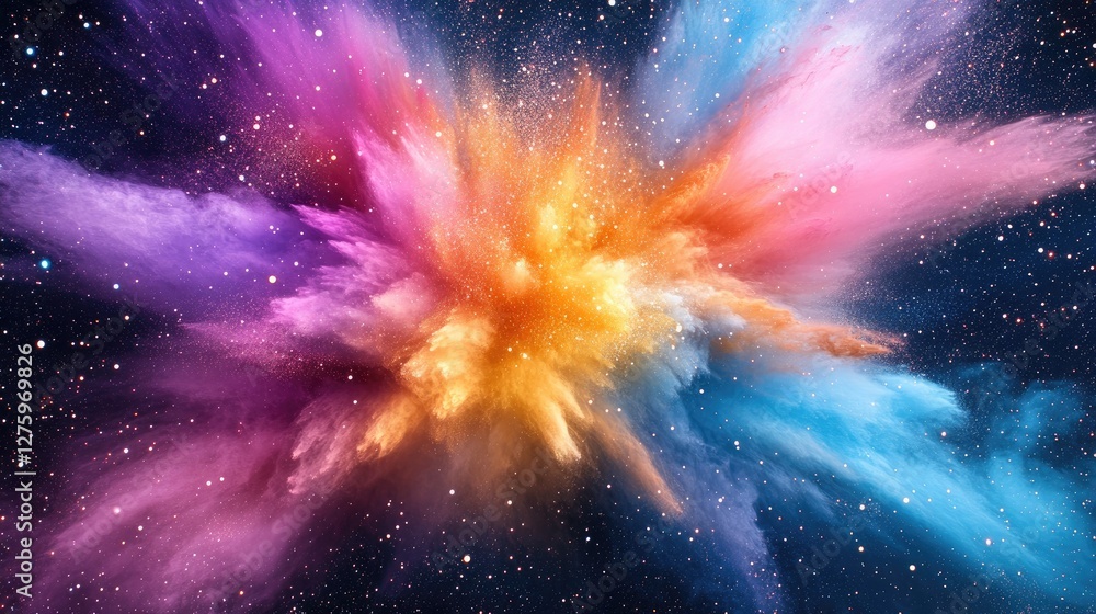 Fototapeta premium An explosion of colors in an abstract design, with sharp angles and high contrast, creating an intense and energetic background.