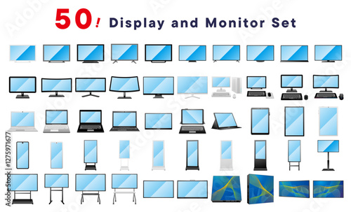 さまざまな種類のディスプレイデバイスのセット50