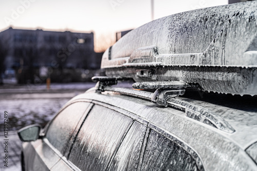 Obraz na płótnie roof rack washing - active foam for car - car wash w salonie