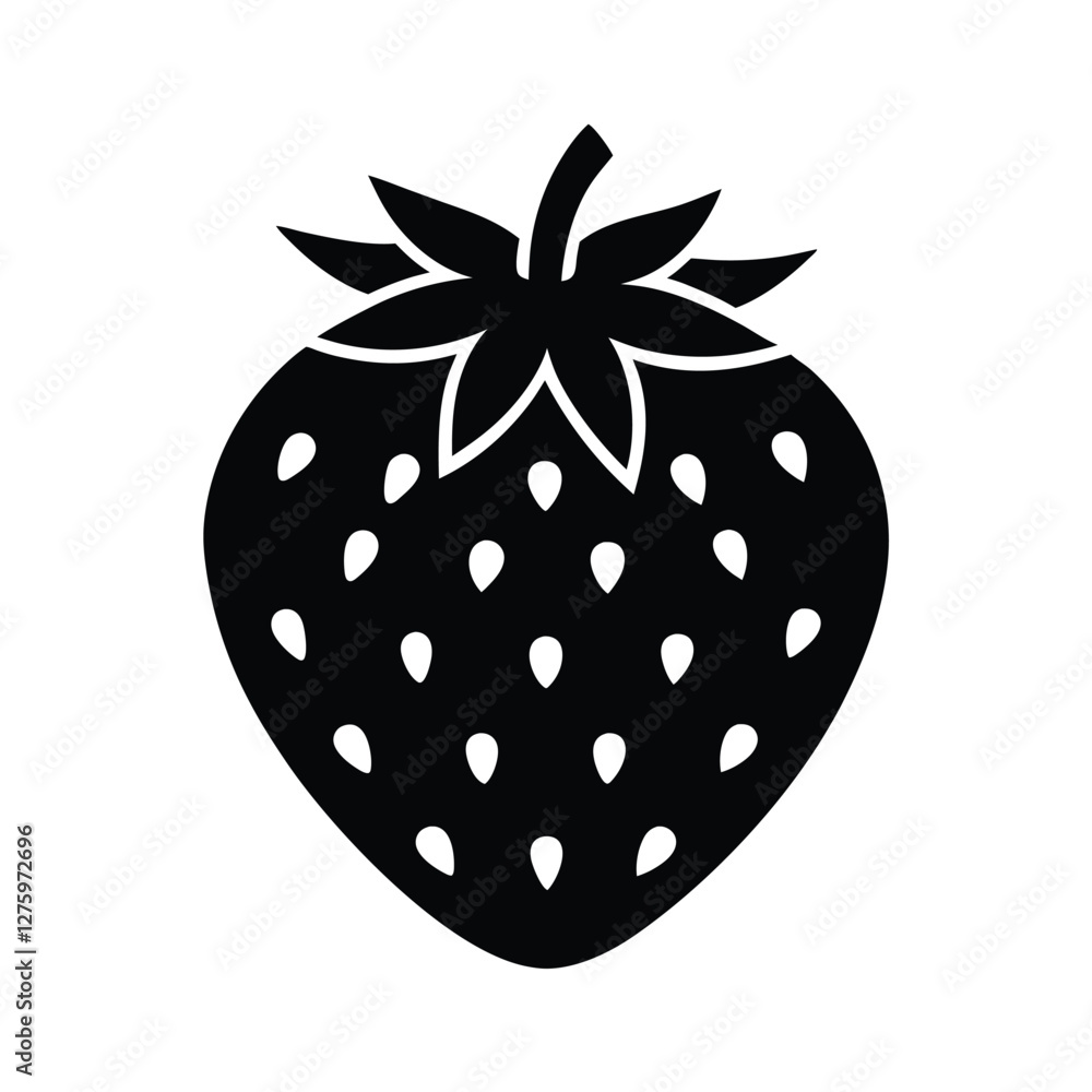 Simple Black and White Strawberry Fruit Icon Graphic Design Simple Black and White Strawberry Fruit Icon Graphic Design