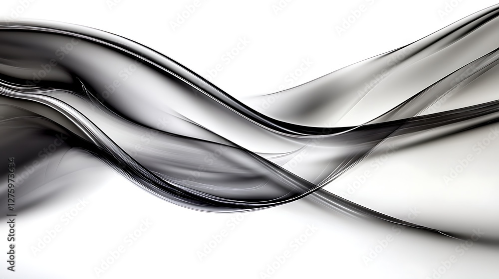 Fototapeta premium Abstract black wave, white background, design