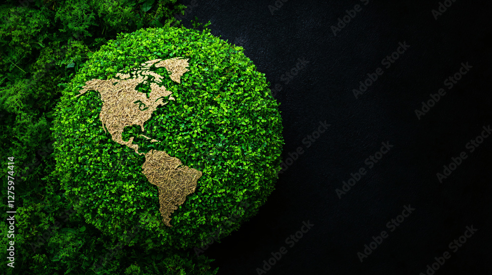Green globe made of leaves representing sustainability and environmental awareness. image emphasizes importance of carbon reduction and eco friendly practices Green globe made of leaves representing sustainability and environmental awareness. image emphasizes importance of carbon reduction and eco friendly practices