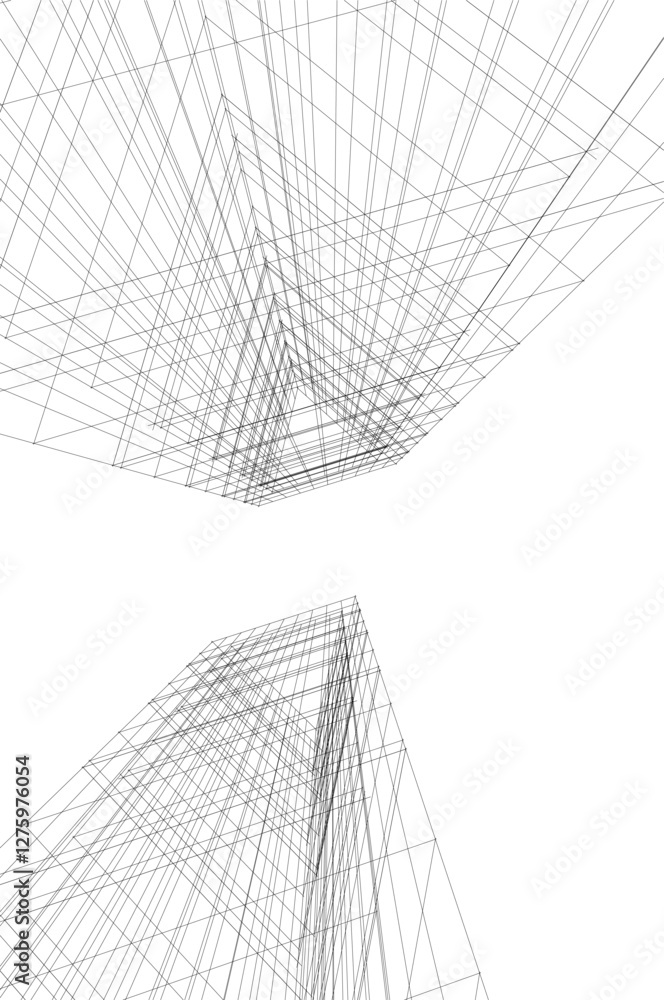 Dynamic Abstract Architectural Wireframe – Geometric Urban Structures Dynamic Abstract Architectural Wireframe – Geometric Urban Structures