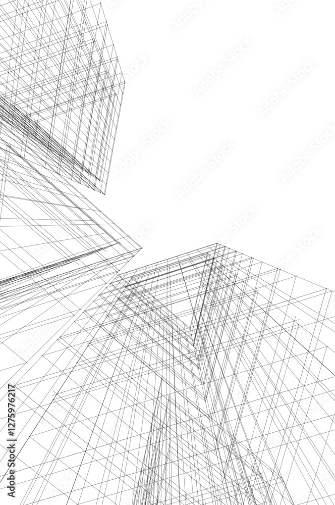 Dynamic Abstract Architectural Wireframe – Geometric Urban Structures Dynamic Abstract Architectural Wireframe – Geometric Urban Structures