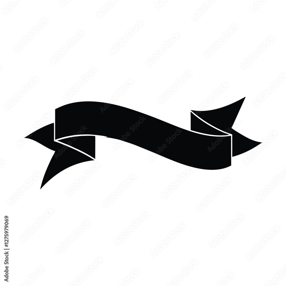 Black ribbon banner, elegant design, simple vector graphic, award ribbon, scroll, decorative element Black ribbon banner, elegant design, simple vector graphic, award ribbon, scroll, decorative element