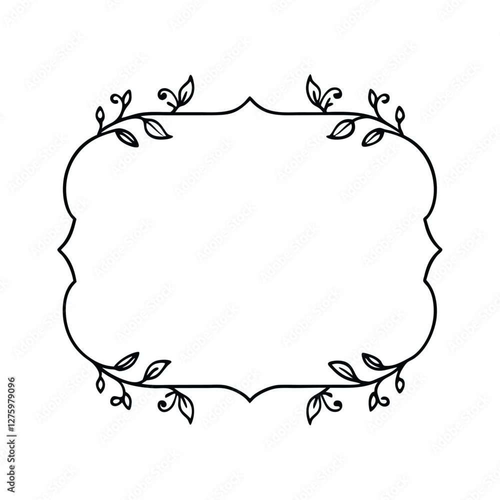 Elegant Floral Frame Border Design, Simple Line Art, Blank Template Elegant Floral Frame Border Design, Simple Line Art, Blank Template