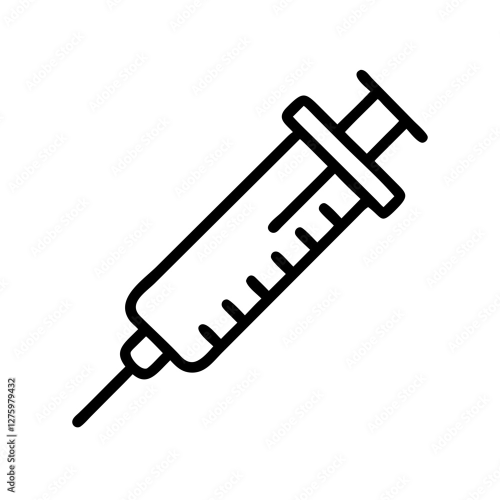 Vaccine Icon: A vector line illustration of a vaccine, designed in a simple, easily recognizable style. Vaccine Icon: A vector line illustration of a vaccine, designed in a simple, easily recognizable style.