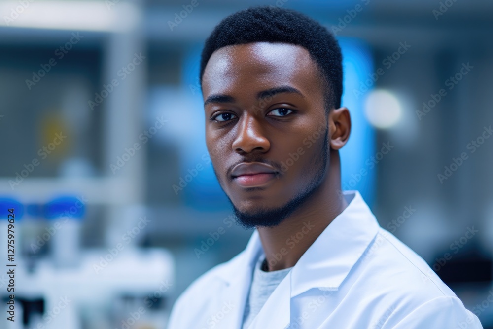 Fototapeta premium Young male researcher in laboratory