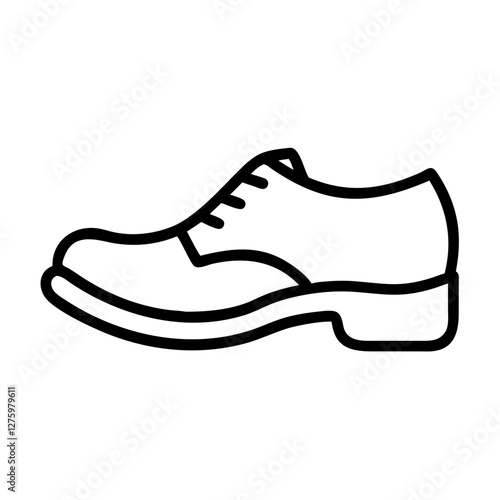 Elegant Oxford Shoe Icon: A sophisticated outline illustration of a classic oxford shoe, representing timeless style and formal attire.