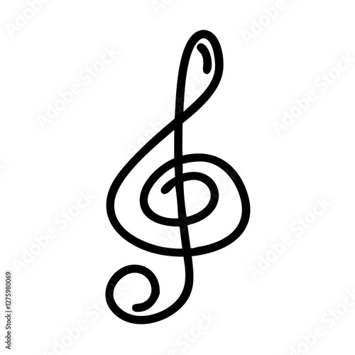 Musical Serenade: A minimalistic black and white illustration of a treble clef, elegantly drawn. 