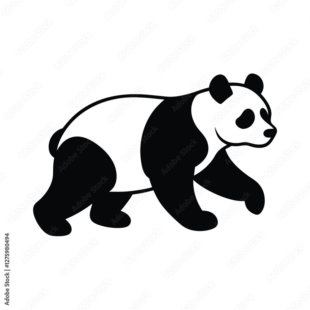Fototapeta premium Panda silhouette vector illustration.