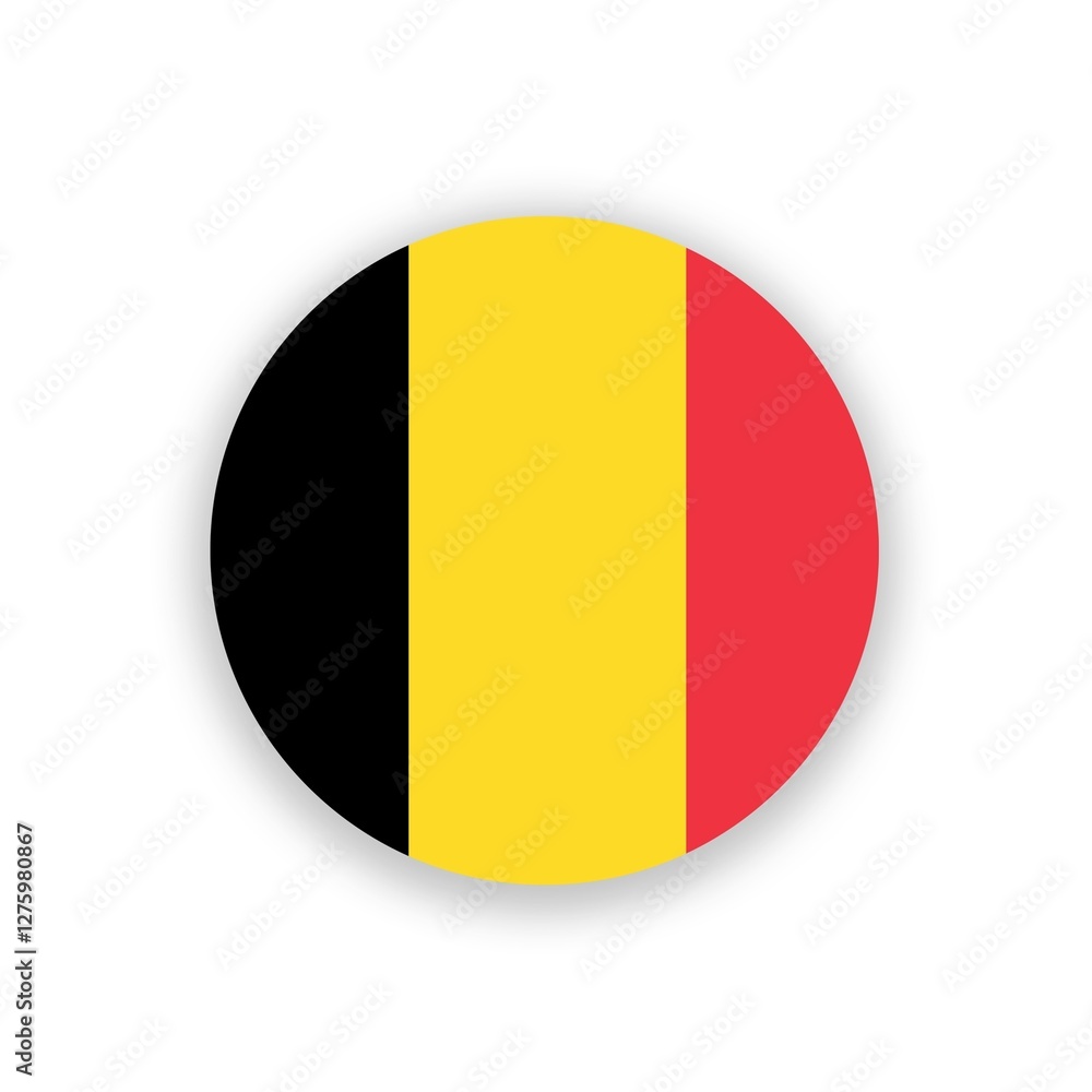 Fototapeta premium Belgium national flag in circle shape isolated on white. Illustration