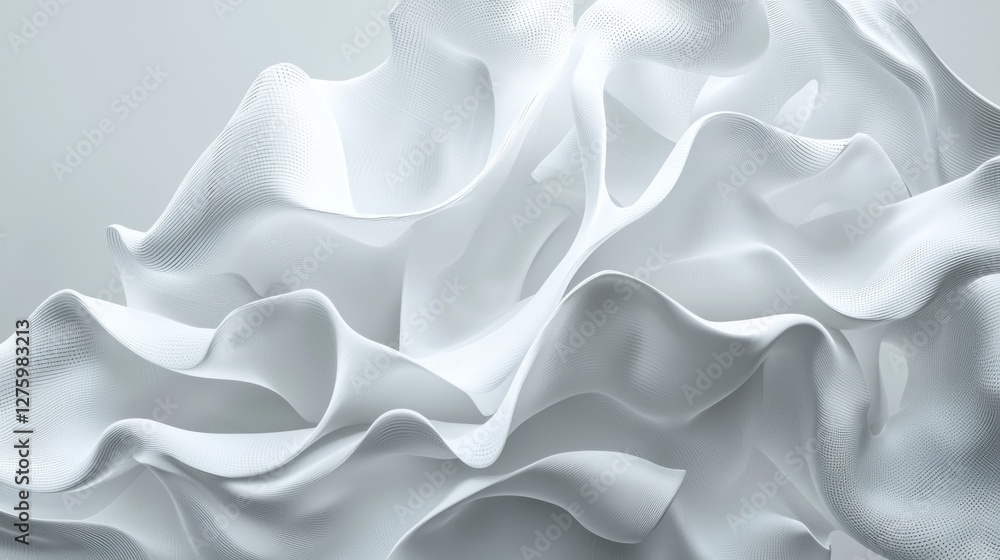 Obraz premium Abstract White Fluid Sculpture: A Serene 3D Render