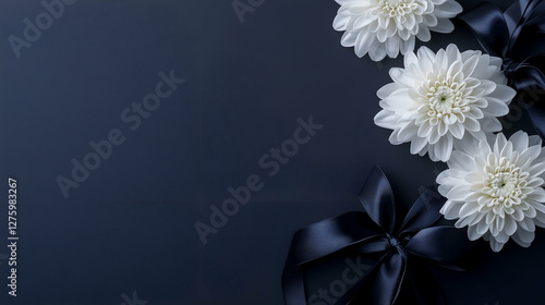 Wallpaper Mural white chrysanthemum on black background condolence funeral template Torontodigital.ca