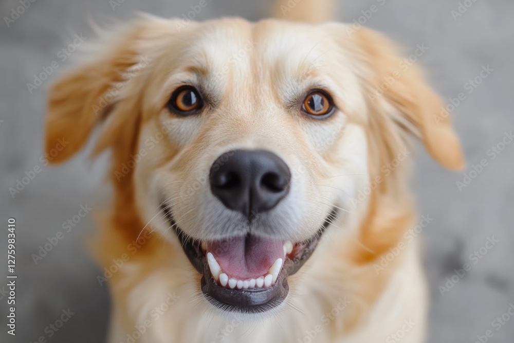 Golden Retriever Dog with Bright Expression Close Up Golden Retriever Dog with Bright Expression Close Up