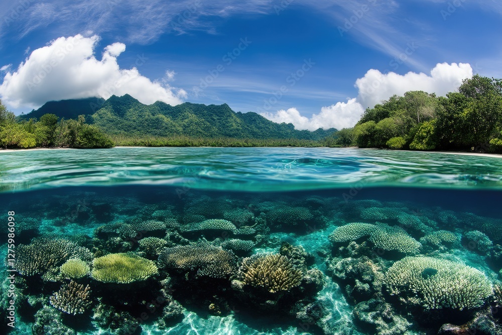 Bright Coral Reefs with Ocean Sunlight Bright Coral Reefs with Ocean Sunlight
