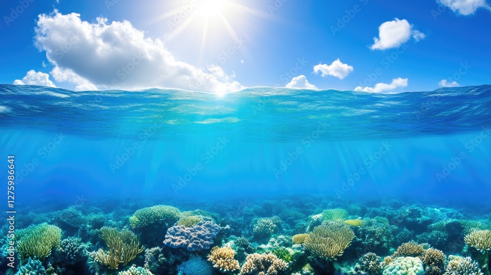 Vibrant ocean coral reef ecosystem with sunlight Vibrant ocean coral reef ecosystem with sunlight