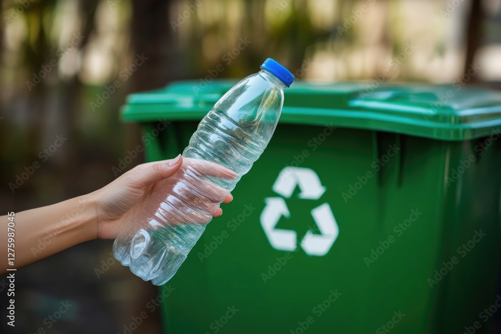 custom made wallpaper toronto digitalGreen Recycling Bin with Plastic Bottle Above