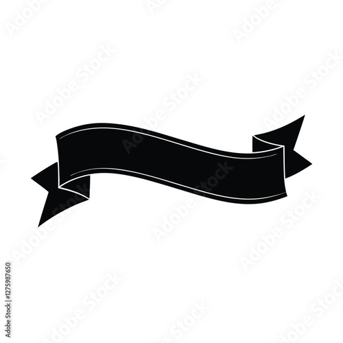 Black ribbon banner, elegant design, simple, vector, graphic, illustration, decoration, element, bla