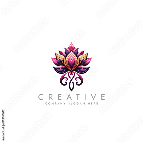 Abstract lotus logo vector design, Stylized lotus flower icon design