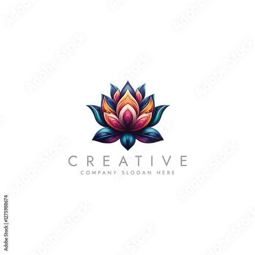 Abstract lotus logo vector design, Stylized lotus flower icon design