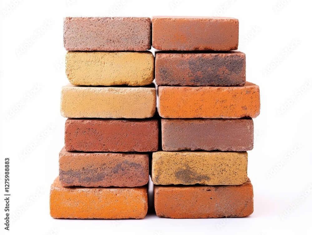 Obraz premium Stack of assorted color bricks, isolated on white.