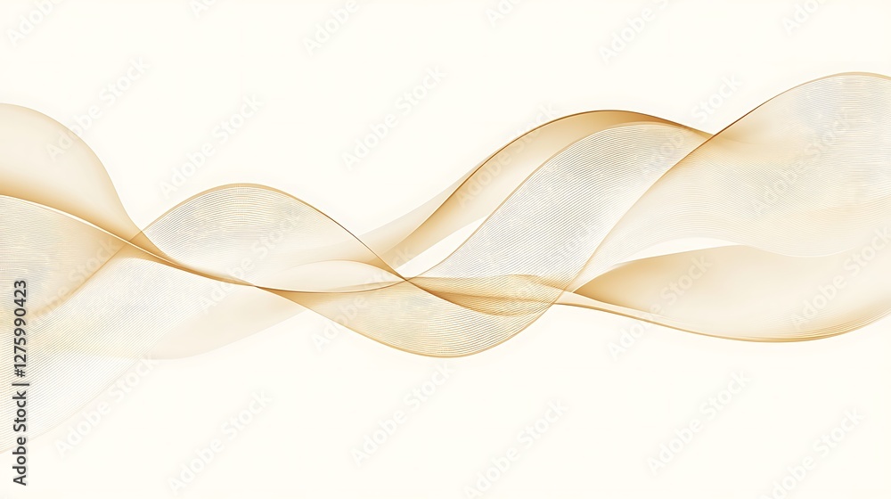 Fototapeta premium Abstract gold waves, white background, design element