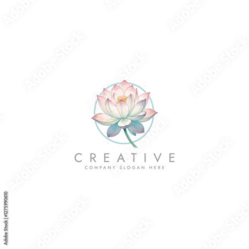 Abstract lotus logo vector design, Stylized lotus flower icon design