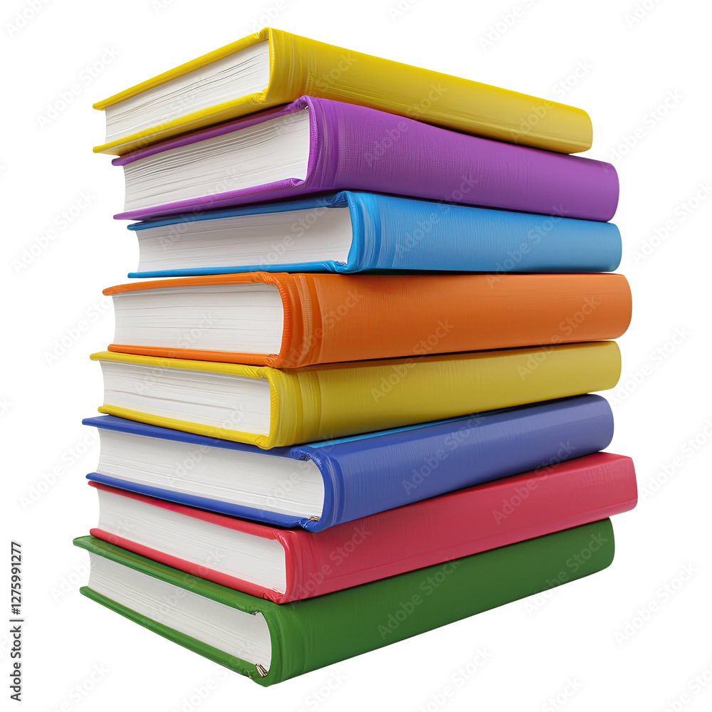 Vibrant Stacked Binders in Multiple Colors on a White Background for School and Office Settings Vibrant Stacked Binders in Multiple Colors on a White Background for School and Office Settings