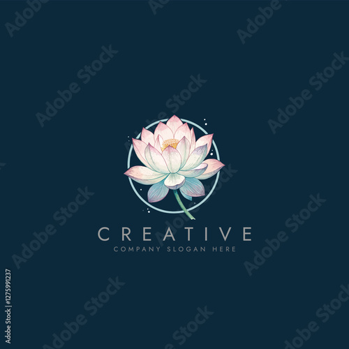 Abstract lotus logo vector design, Stylized lotus flower icon design