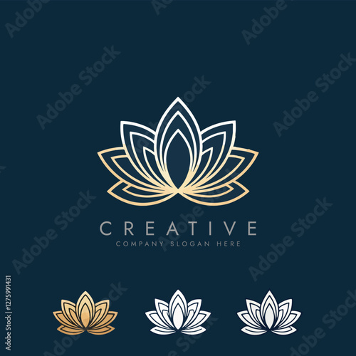 Abstract lotus logo vector design, Stylized lotus flower icon design