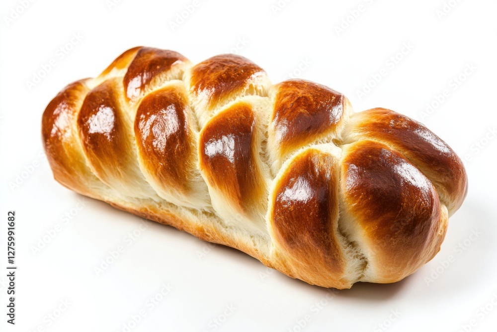 Appetizing braided bun isolated on a clean white background highlighting its golden crust and soft interior Appetizing braided bun isolated on a clean white background highlighting its golden crust and soft interior